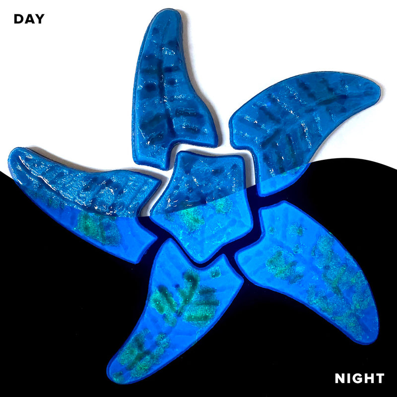 Blue Starfish Pool Mosaic | Glow in the Dark Pool Tile by AquaBlu Mosaics