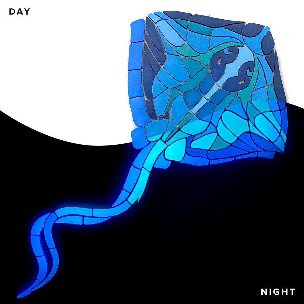 Glow in the dark stingray pool mosaics