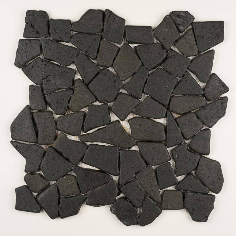 Stone Mosaics - Candee Black - Flat Stone Pebble Tile
