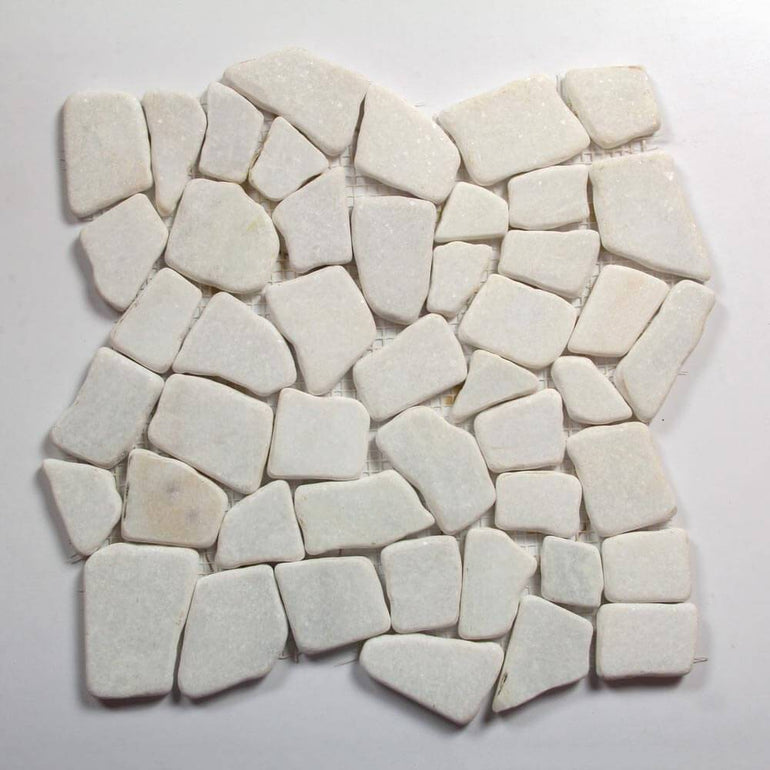 Stone Mosaics - Kuta White - Flat Stone Pebble Tile