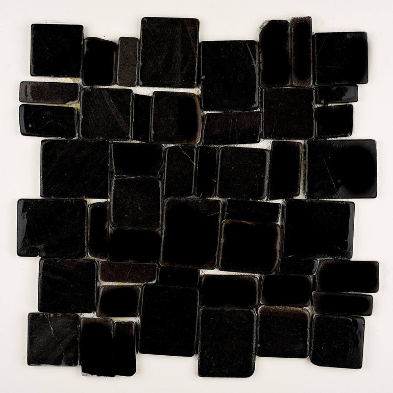 Stone Mosaics - Pure Black - Flat Stone Pebble Tile