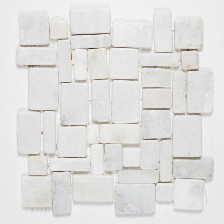 Stone Mosaics - Pure White - Flat Stone Pebble Tile