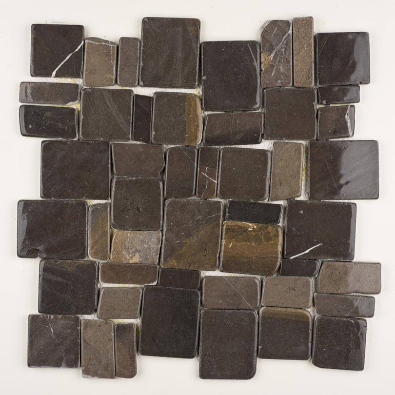 Stone Mosaics - Black - Flat Stone Pebble Tile