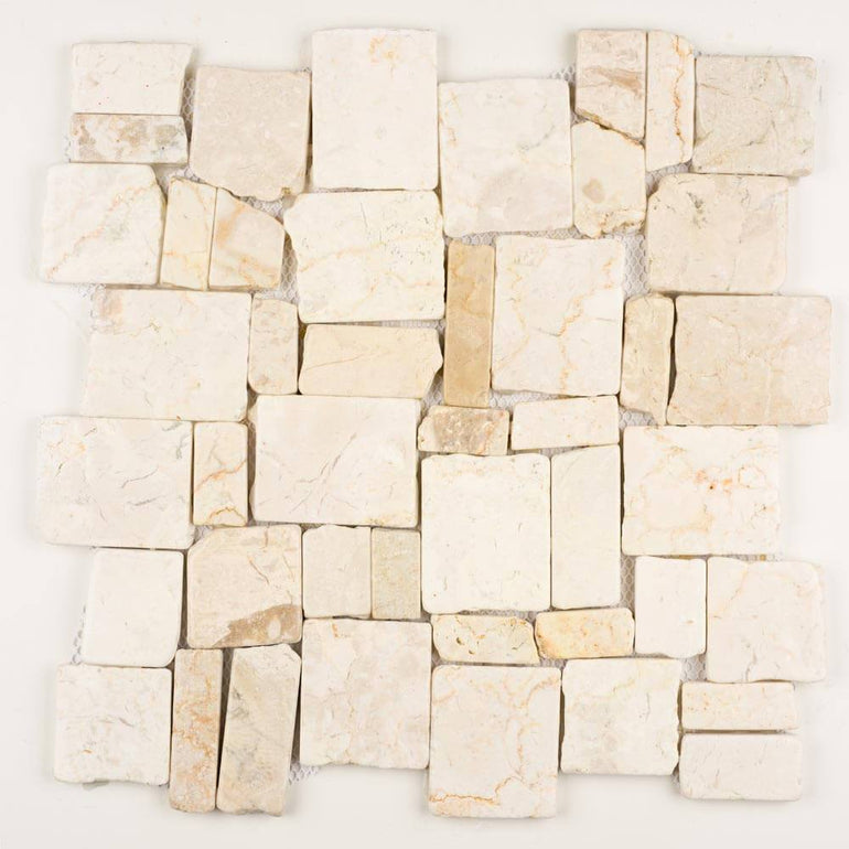 Stone Mosaics - White - Flat Stone Pebble Tile