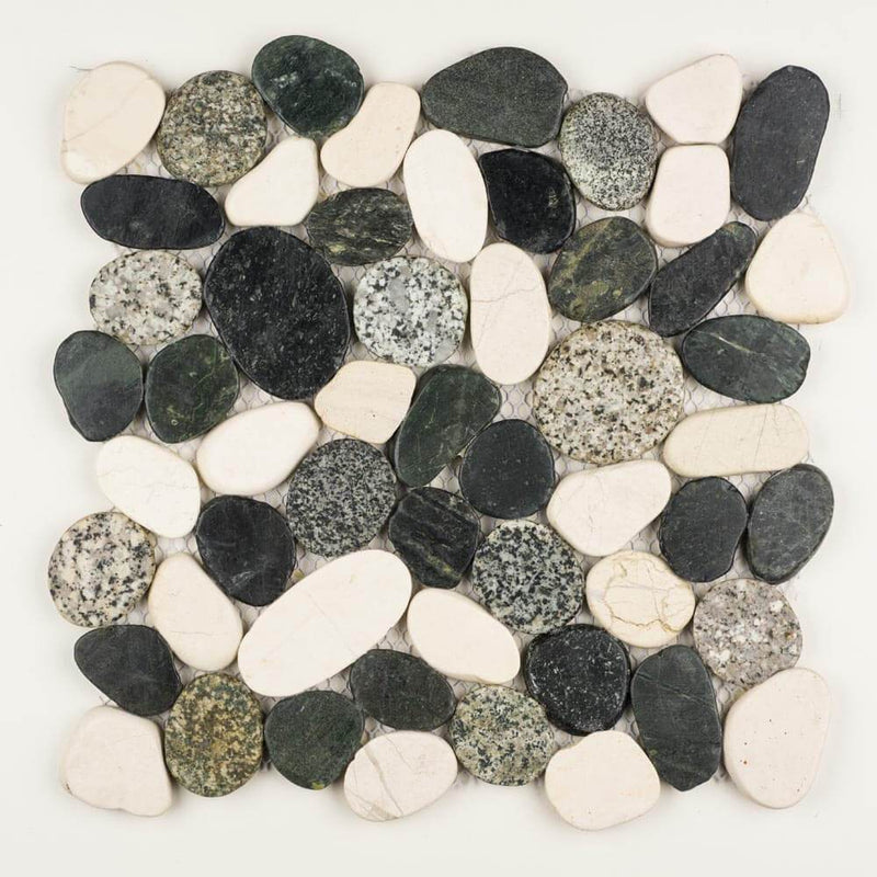 Stone Mosaics - Salt and Pepper - Shaved Pebble Tile
