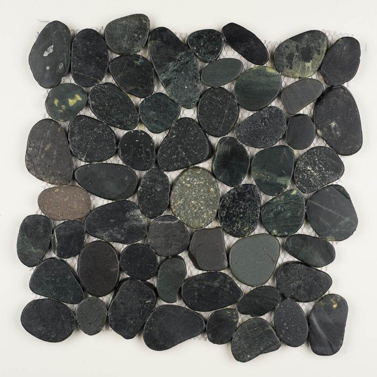 Stone Mosaics - Black - Shaved Pebble Tile