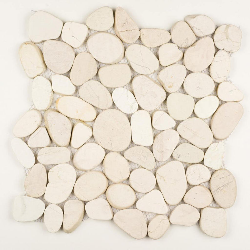 Stone Mosaics - White - Shaved Pebble Tile