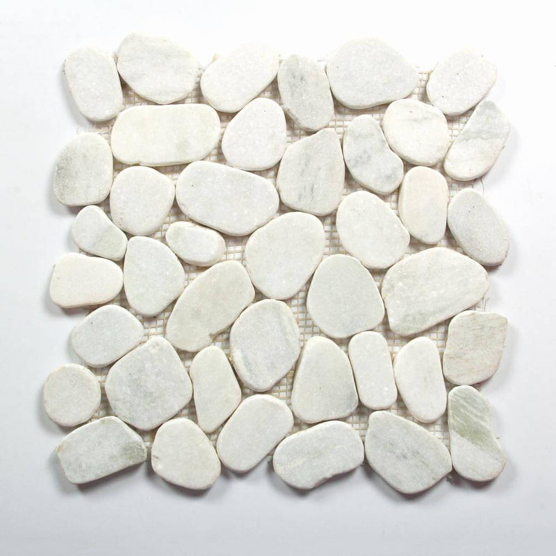 Stone Mosaics - Pure White - Shaved Pebble Tile