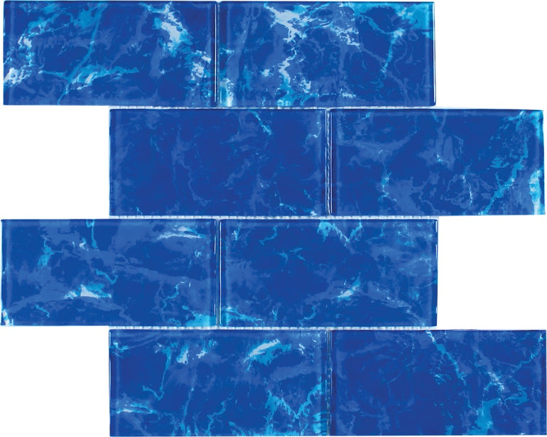 Zaffiro, 3" x 6" Glass Tile | TRMSTRAZAFFIR36 | Aquatica Pool Tile