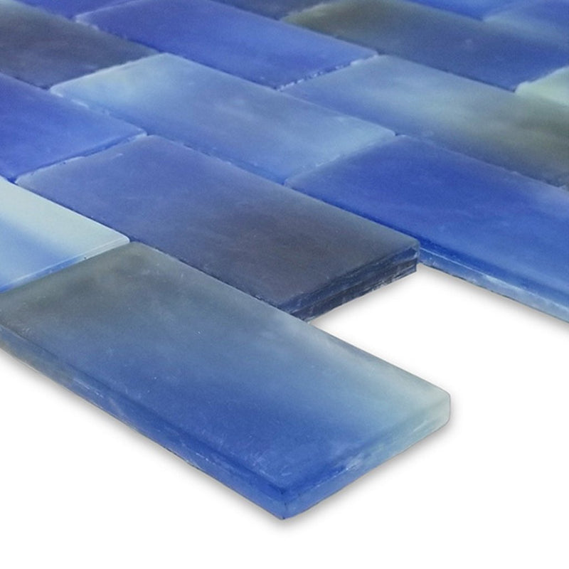 Artistry in Mosaics Frosted Sky, 2" x 4" Glass Subway Tile | GS84896B3 | AquaBlu Mosaics