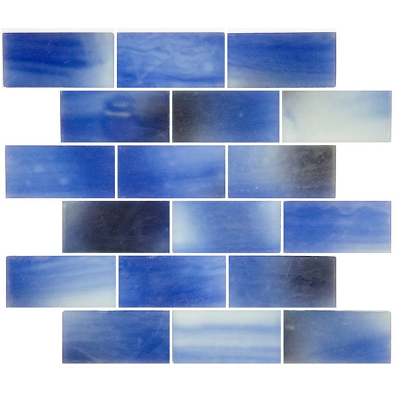 Artistry in Mosaics Frosted Sky, 2" x 4" Glass Subway Tile | GS84896B3 | AquaBlu Mosaics
