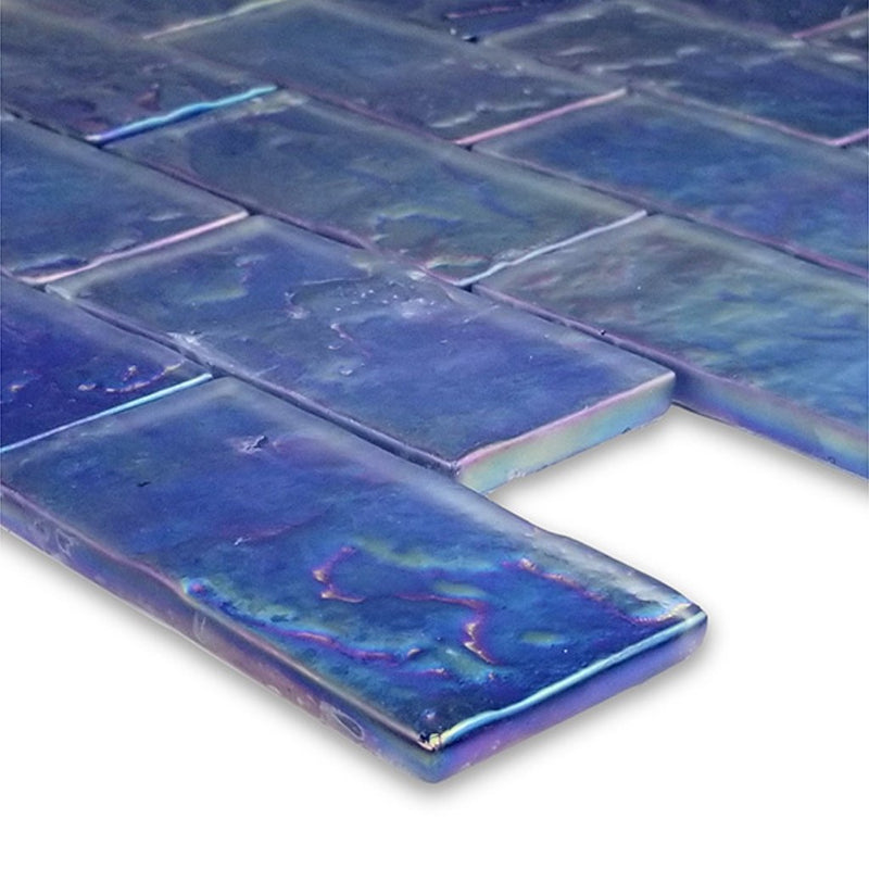 Artistry in Mosaics Blue Patina, 2" x 4" Glass Subway Tile | GS84896B4 | AquaBlu Mosaics