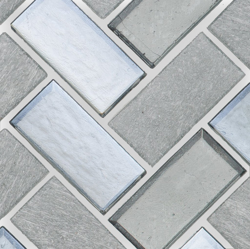 Moonlight, Herringbone - Glass Tile