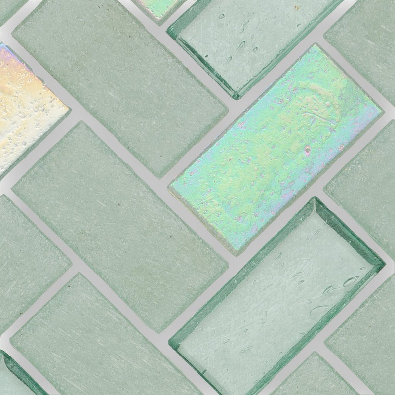 Seagrass, Herringbone - Glass Tile