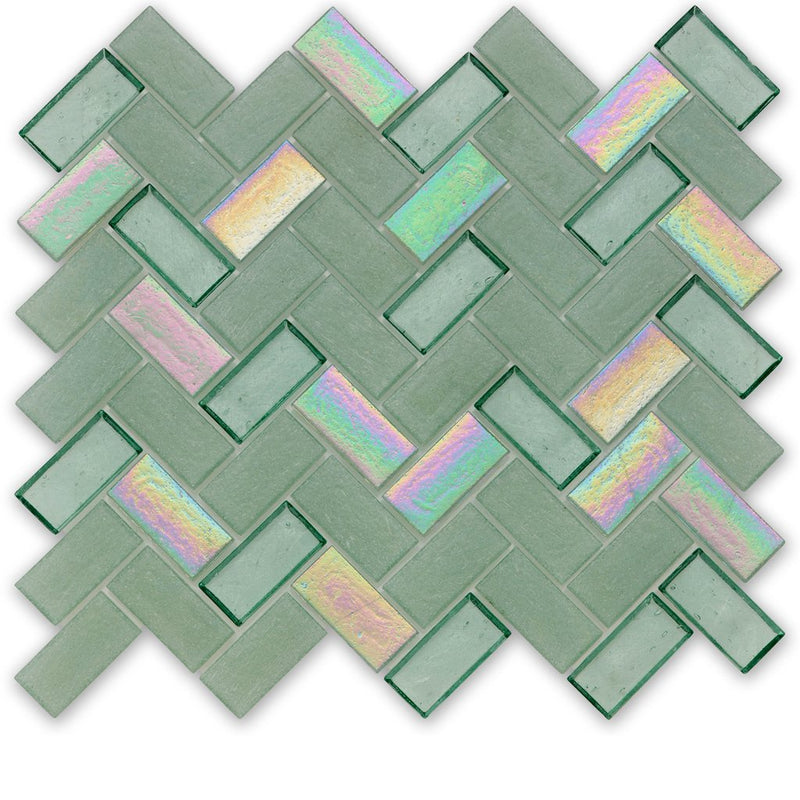 Seagrass, Herringbone - Glass Tile