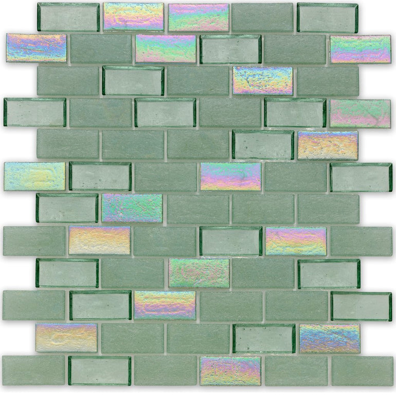 Seagrass, 1" x 2" Staggered - Glass Tile