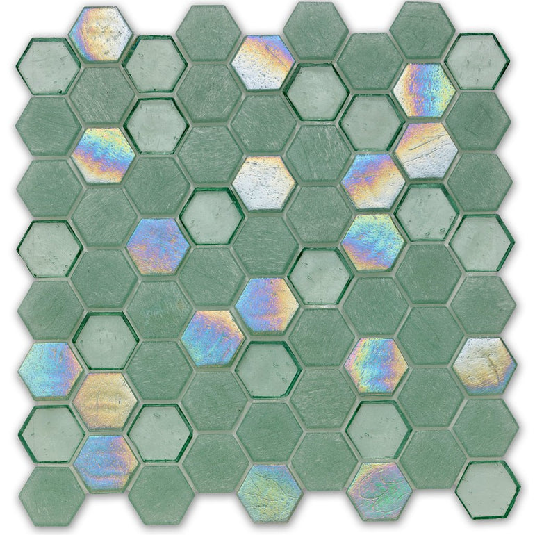 Seagrass, Hexagon Mosaic - Glass Tile