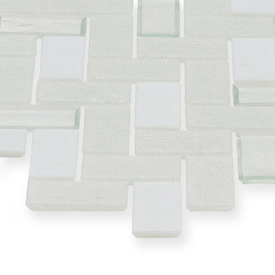 Snowfall, Herringbone Glass Tile | E12SNOWXXH | American Glass Mosaics