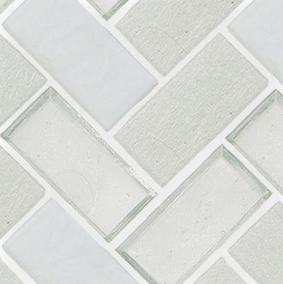 Snowfall, Herringbone Glass Tile | E12SNOWXXH | American Glass Mosaics