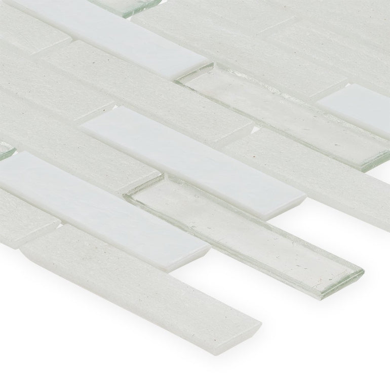 Snowfall, 1" x 4" Staggered - Glass Tile