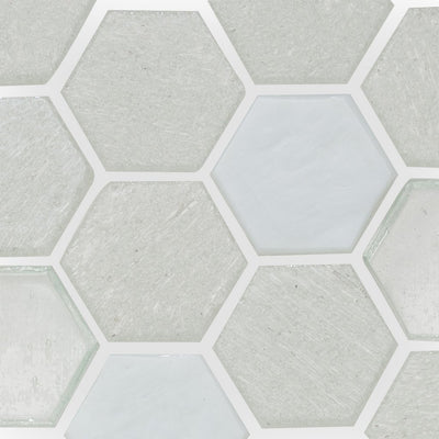 Snowfall, Hexagonal Glass Tile | E1XSNOWXXS | American Glass Mosaics