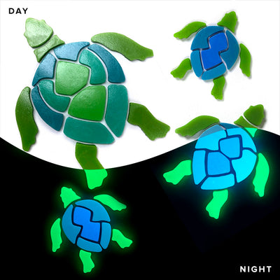 Swimming Turtle Family Pool Mosaic | Glow in the Dark Pool Tile