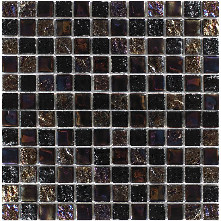 Treasure Series Blackstone 1" x 1" Mosaic Tile | TASTREABLACKST1 | Tesoro Glass Tile