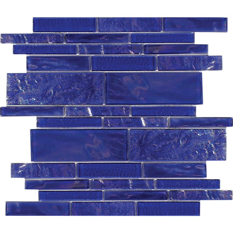 Treasure Series Cobaltstone Linear Mosaic Tile | TASTREACOBALSTML | Tesoro Glass Tile