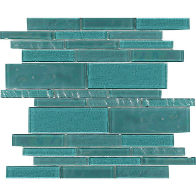 Treasure Series Green Mixed Linear Mosaic Tile | TASTREAGREENSTML | Tesoro Glass Tile