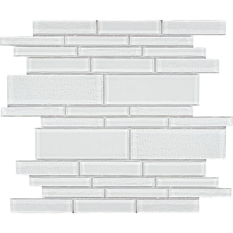 Treasure Series Whitestone Linear Mosaic Tile | TASTREAWHITESTML | Tesoro Glass Tile
