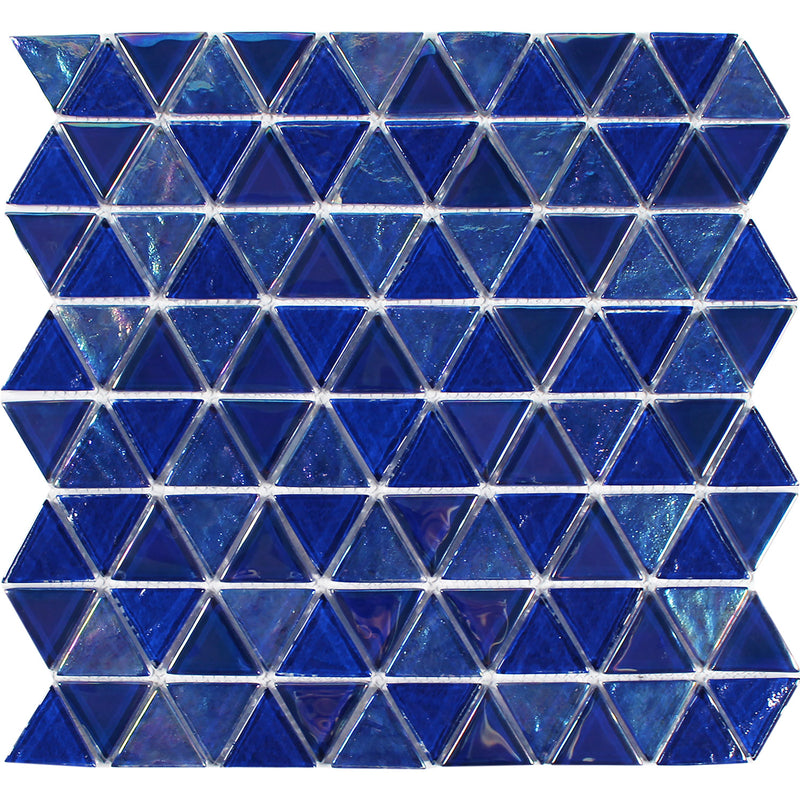 Cobaltstone, Triangle Mosaic Tile | TASTRIACOBALTST | Tesoro Glass Tile