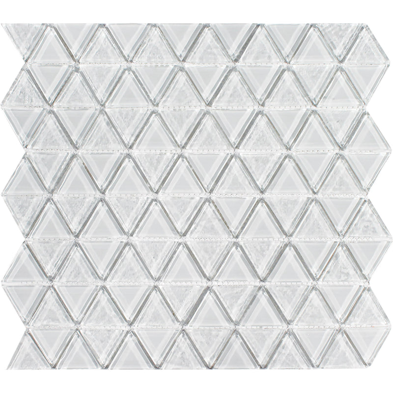 Whitestone, Triangle Mosaic Tile | TASTRIAWHITEST | Tesoro Glass Tile