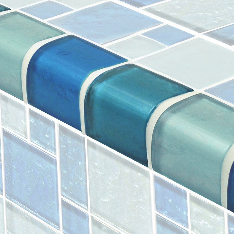 TRIM-GG8M2348B18 - Blue Blend Mixed, Trim - Glass Tile