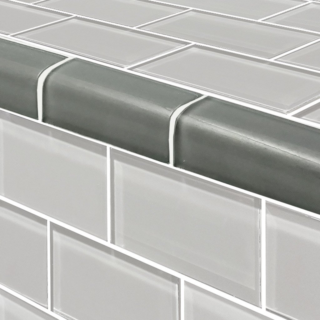 Subway Glass Tile Trim by Artistry in Mosaics