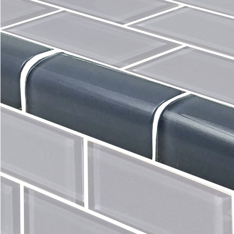 Blue Gray, Trim 2" x 4" - Glass Tile