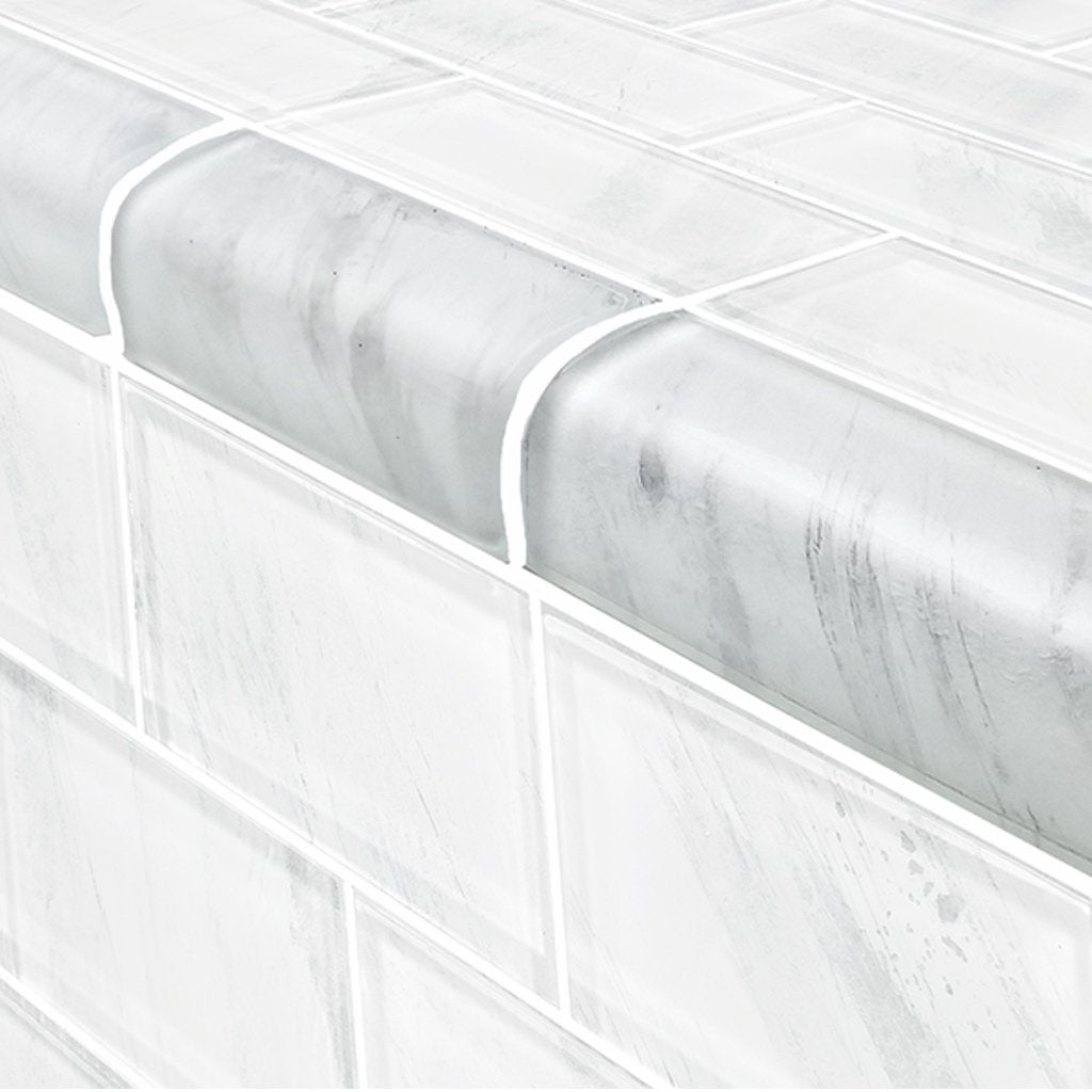 Artistry in Mosaics White Glass Subway Tile for Pools