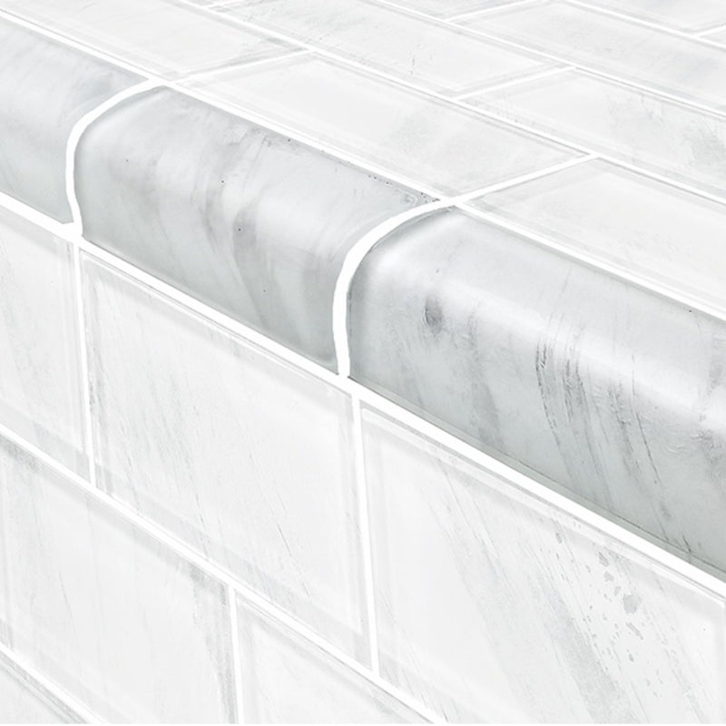 Stratus White, Trim 2" x 4" - Glass Tile