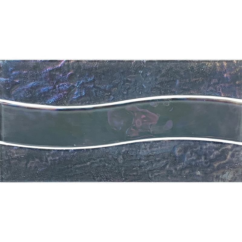 Border Wave Series Grey 6" x 12" Glass Waterline Tile | TRMBORDGREYWAVE | Pool Tile by Tesoro Aquatica