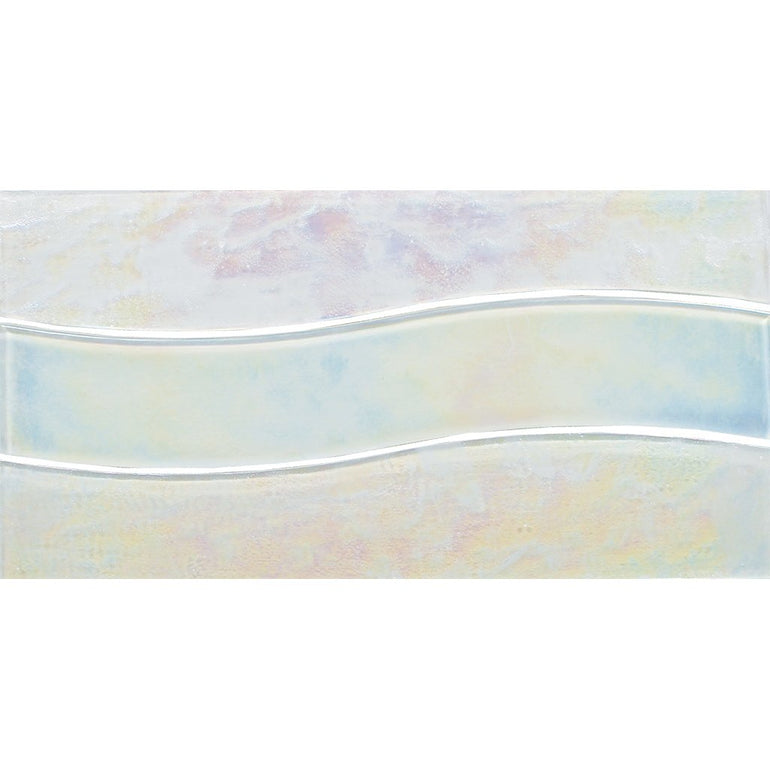 Border Wave Series White 6" x 12" Glass Waterline Tile | TRMBORDWHITEWAVE | Pool Tile by Tesoro Aquatica