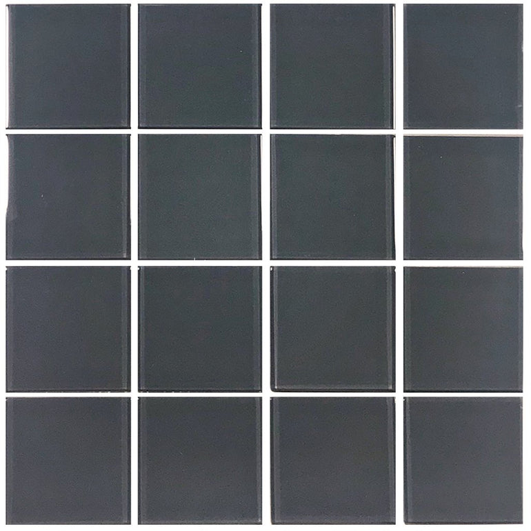 Crystal Series Grey Solid 3" x 3" Glass Tile | TRMCRYSGREYSOL3 | Tesoro Mosaic Tile