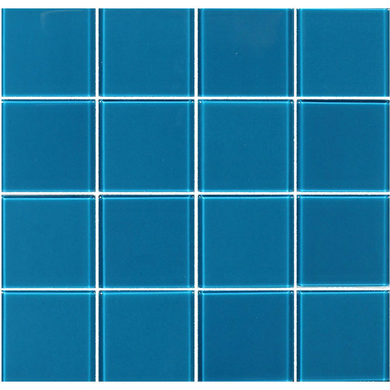 Crystal Series Turquoise 3" x 3" Glass Tile | TRMCRYSTURQSOL3 | Tesoro Mosaic Tile