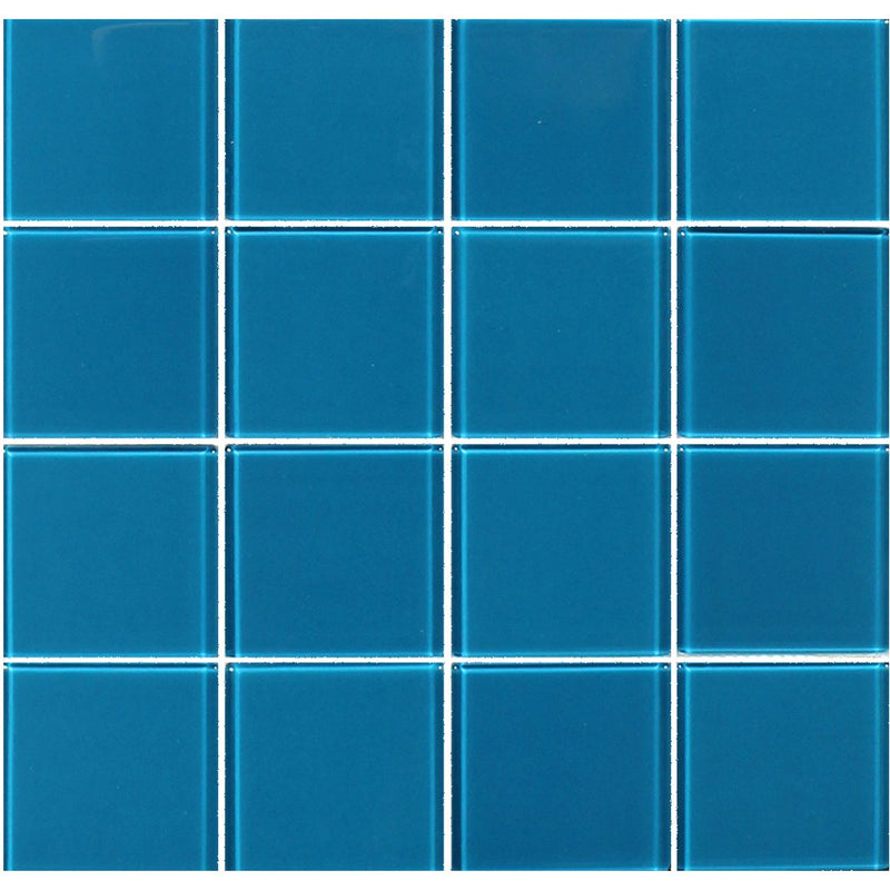 Crystal Series Turquoise 3" x 3" Glass Tile | TRMCRYSTURQSOL3 | Tesoro Mosaic Tile