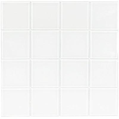 Crystal Series White Solid 3" x 3" Glass Tile | TRMCRYSWHITESOL3 | Tesoro Mosaic Tile