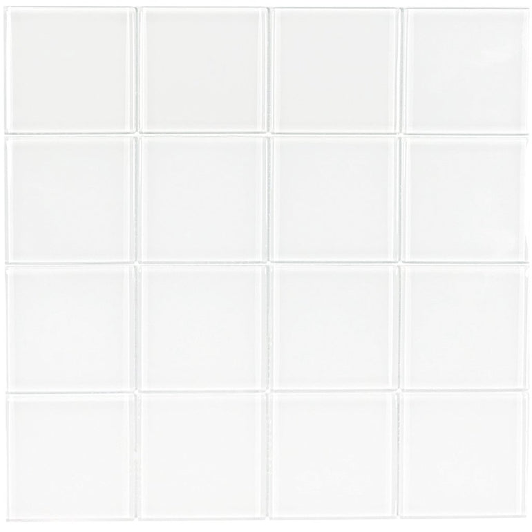 Crystal Series White Solid 3" x 3" Glass Tile | TRMCRYSWHITESOL3 | Tesoro Mosaic Tile