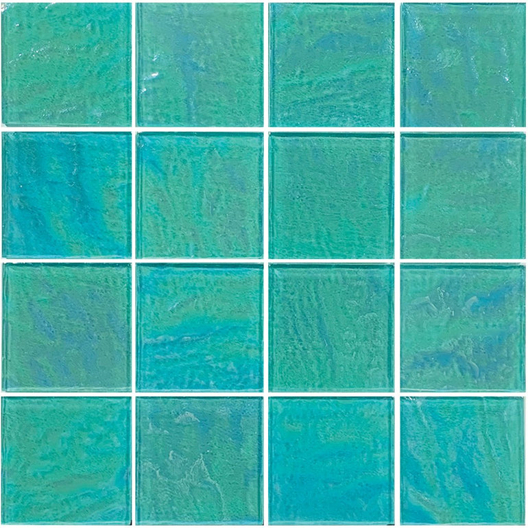 Piazza Series Green 3" x 3" Glass Tile | TRMPIAZGREENTEX3 | Tesoro Mosaic Tile