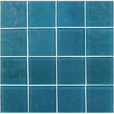 Turquoise 3" x 3" Glass Tile | TRMPIAZTURQTEX3 | Tesoro Mosaic Tile