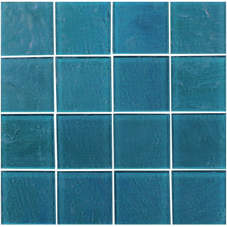 Turquoise 3" x 3" Glass Tile | TRMPIAZTURQTEX3 | Tesoro Mosaic Tile