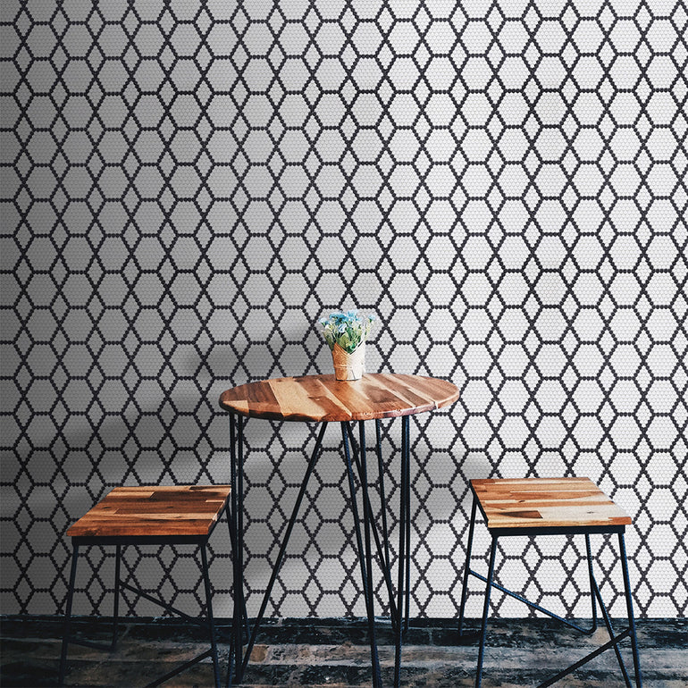 Tulle Classic, Hexagon Mosaic Tile | Geometro Glass Tile 