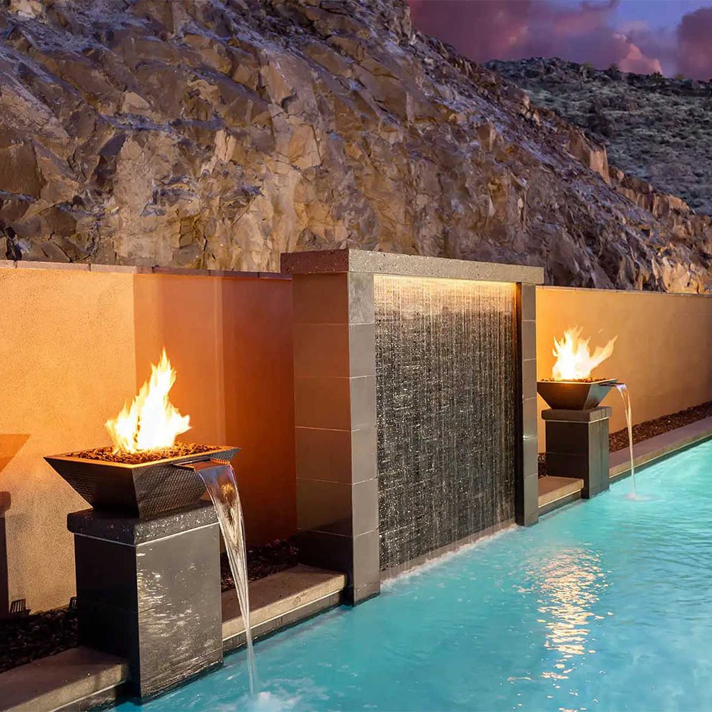 Fire Feature For Pool Fire & Water Features | Fire & Water Bowls for Swimming Pools – AquaBlu ...