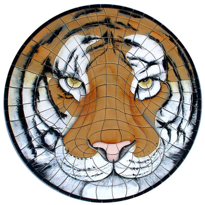 Tiger Face (Special Order) - Pool Mosaic - NS1410 - Artisry in Mosaics Custom Mosaics